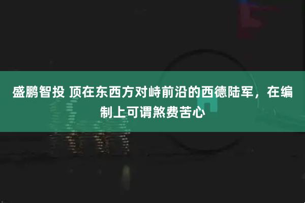 盛鹏智投 顶在东西方对峙前沿的西德陆军，在编制上可谓煞费苦心